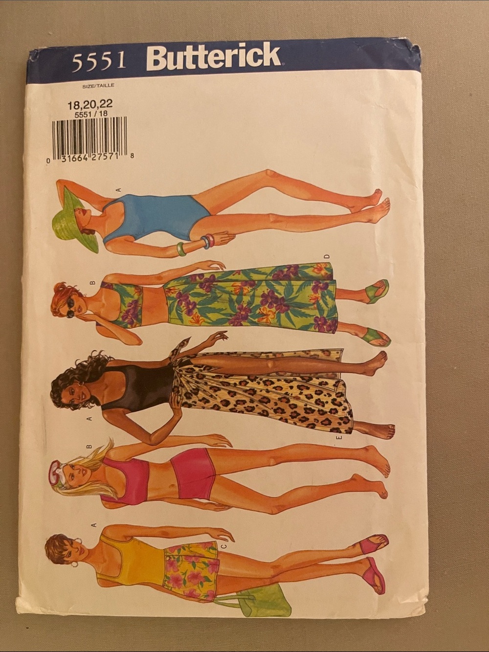 Vintage Butterick Women's Beachwear Pattern Pack Options